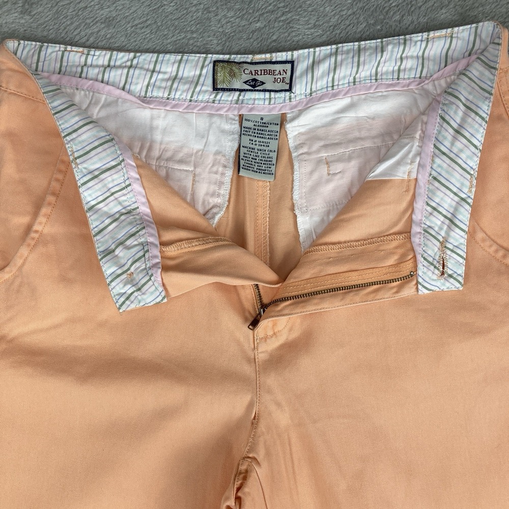 Caribbean Joe Capri Pants‎ Size 8 Coral Sands 100% Cotton Flap Pockets - Picture 8 of 16